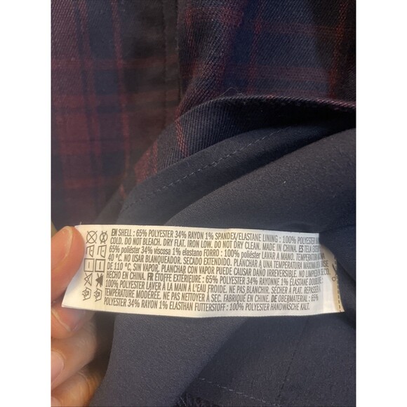 Forever 21 Navy Blue Red Plaid Front Zip Mini Overall Dress Sz Small Sleeveless - Picture 8 of 8